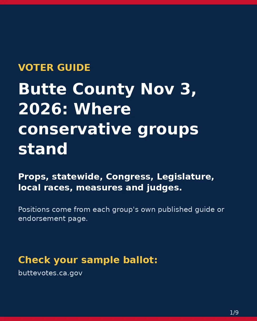 Butte County, Nov 3, 2026: where conservative groups stand on your ballot. (1/9)
