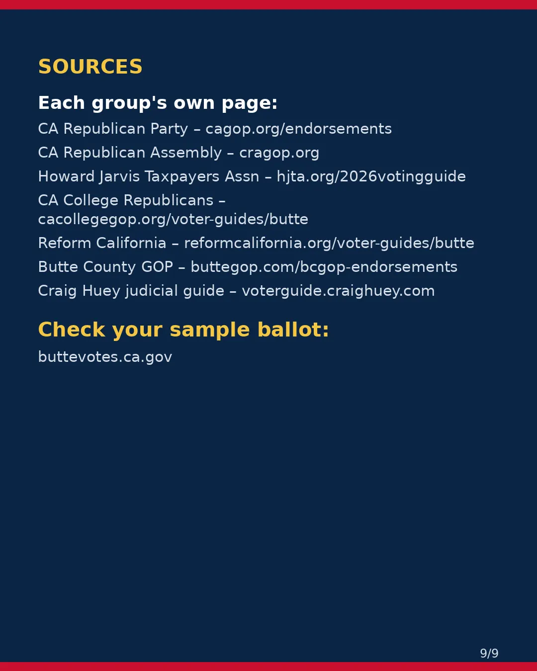 Butte County, Nov 3, 2026: where conservative groups stand on your ballot. (9/9)