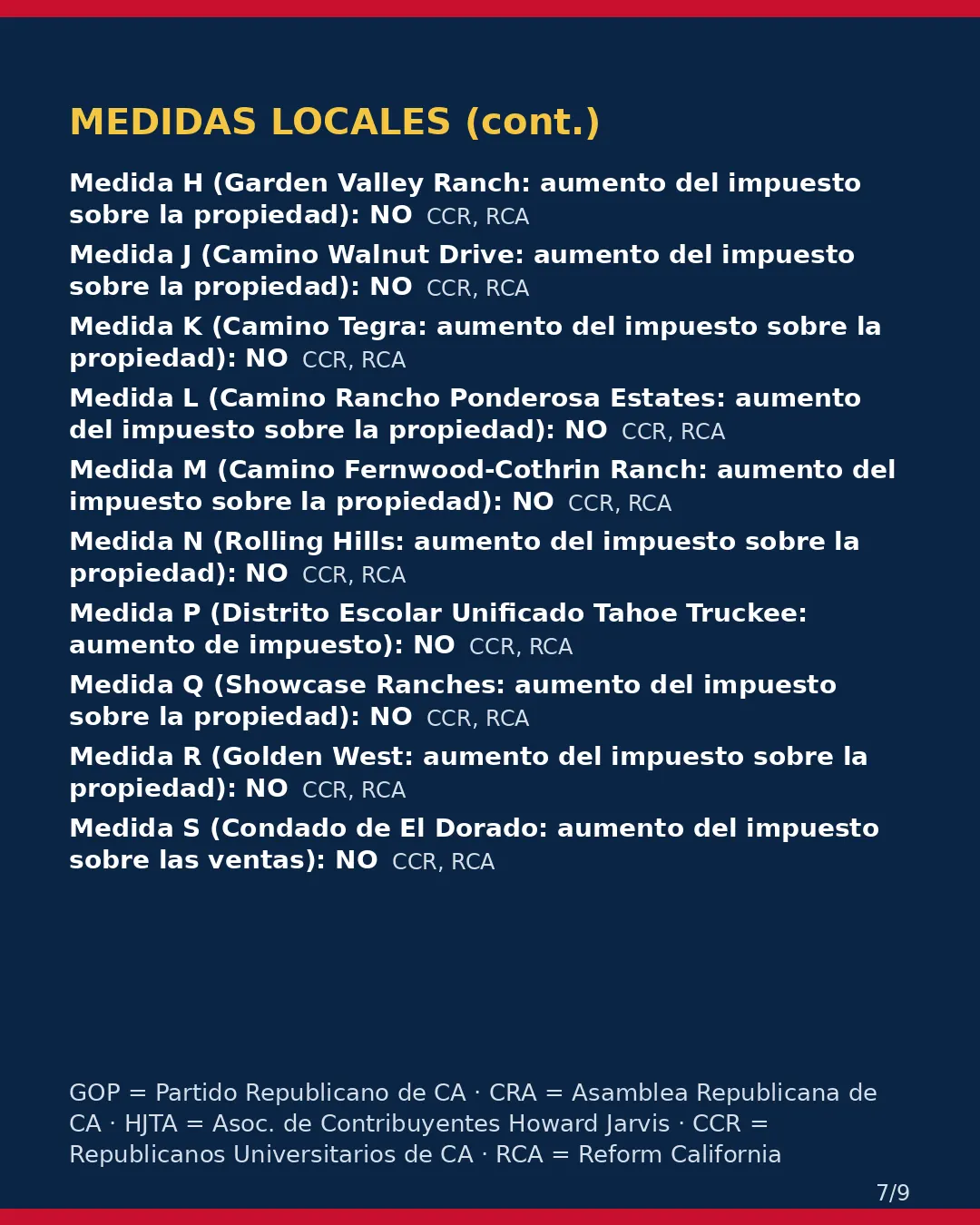 Condado de El Dorado, 3 de noviembre de 2026: la postura de los grupos conservadores sobre su boleta. (7/9)