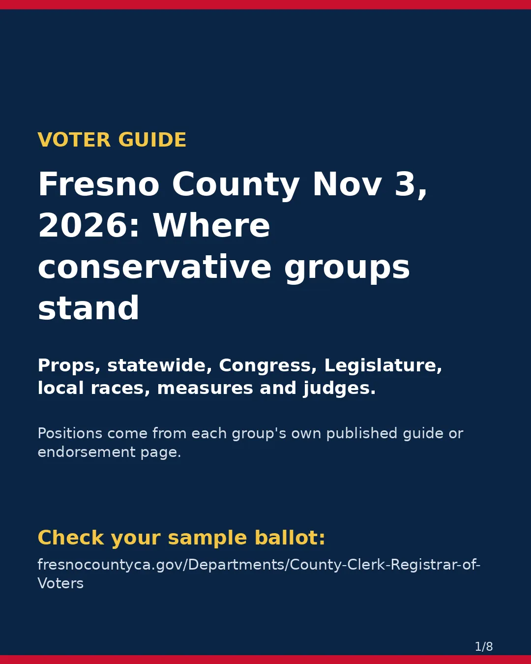 Fresno County, Nov 3, 2026: where conservative groups stand on your ballot. (1/8)