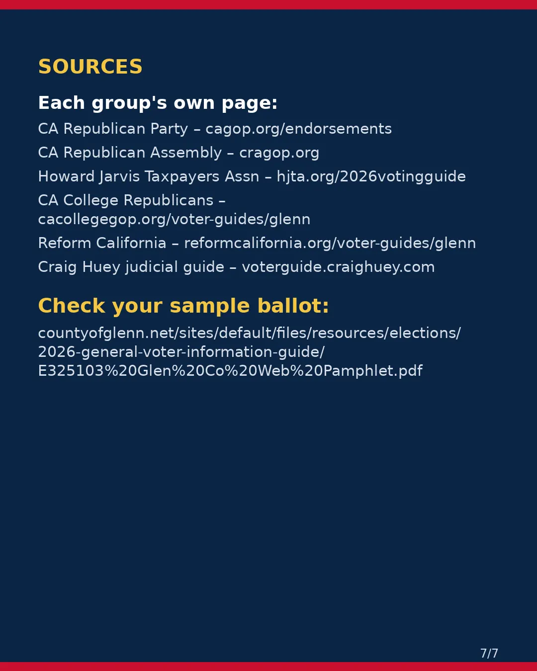 Glenn County, Nov 3, 2026: where conservative groups stand on your ballot. (7/7)