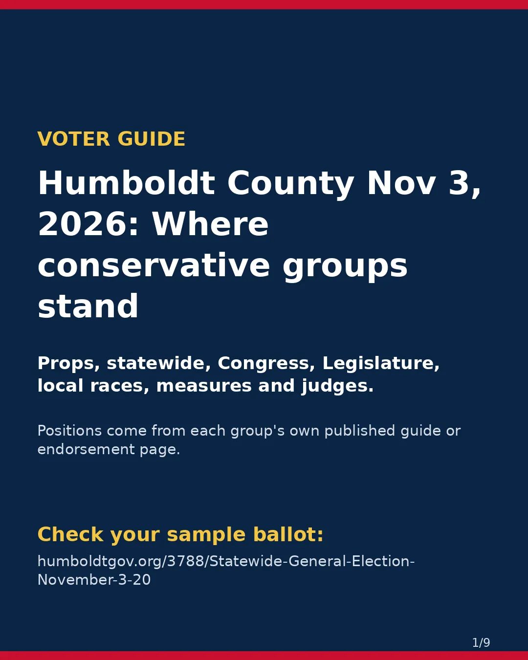 Humboldt County, Nov 3, 2026: where conservative groups stand on your ballot. (1/9)