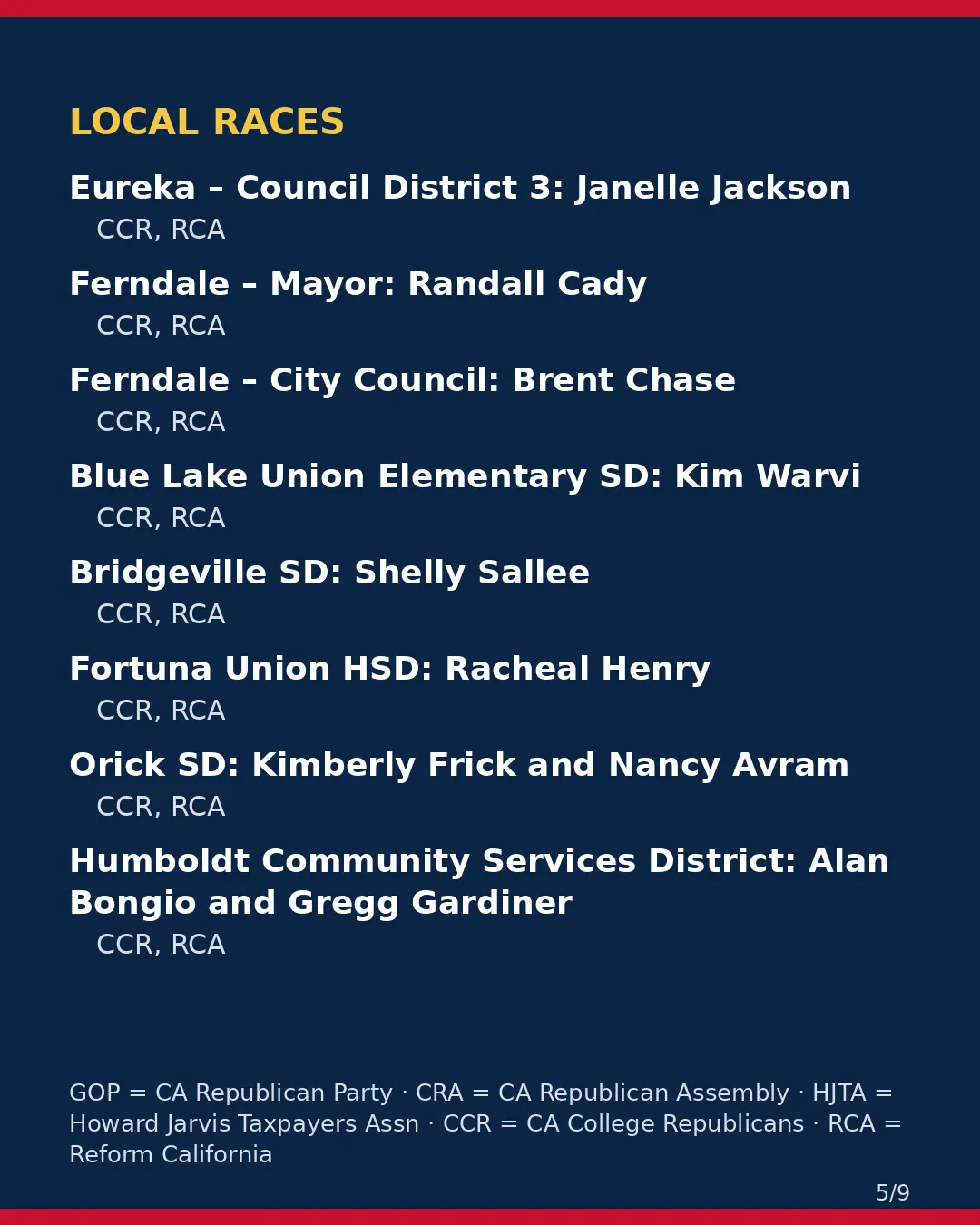 Humboldt County, Nov 3, 2026: where conservative groups stand on your ballot. (5/9)