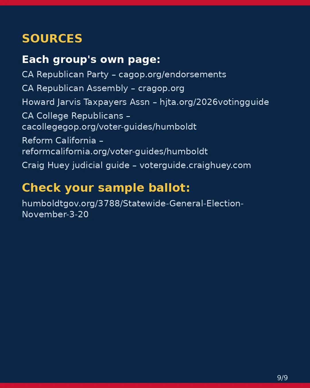 Humboldt County, Nov 3, 2026: where conservative groups stand on your ballot. (9/9)
