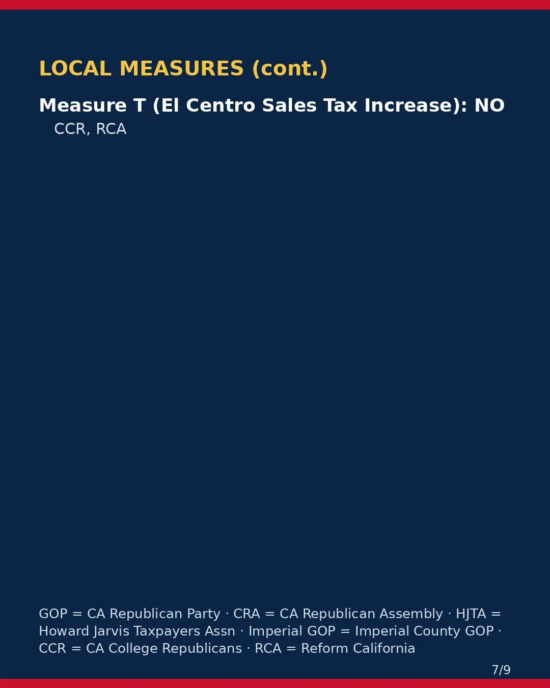 Imperial County, Nov 3, 2026: where conservative groups stand on your ballot. (7/9)