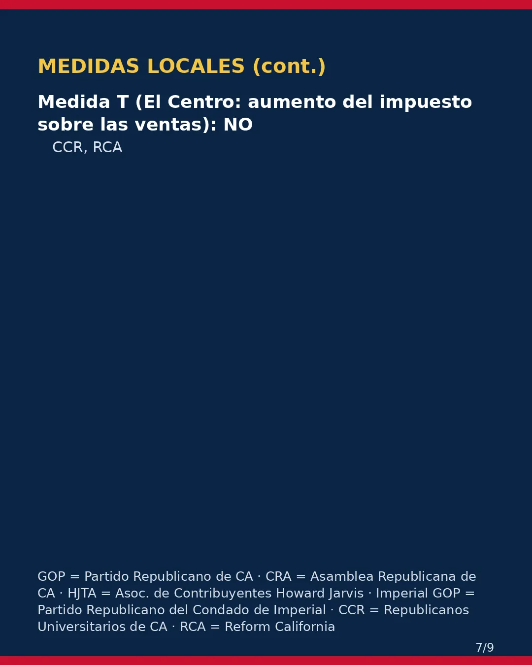 Condado de Imperial, 3 de noviembre de 2026: la postura de los grupos conservadores sobre su boleta. (7/9)