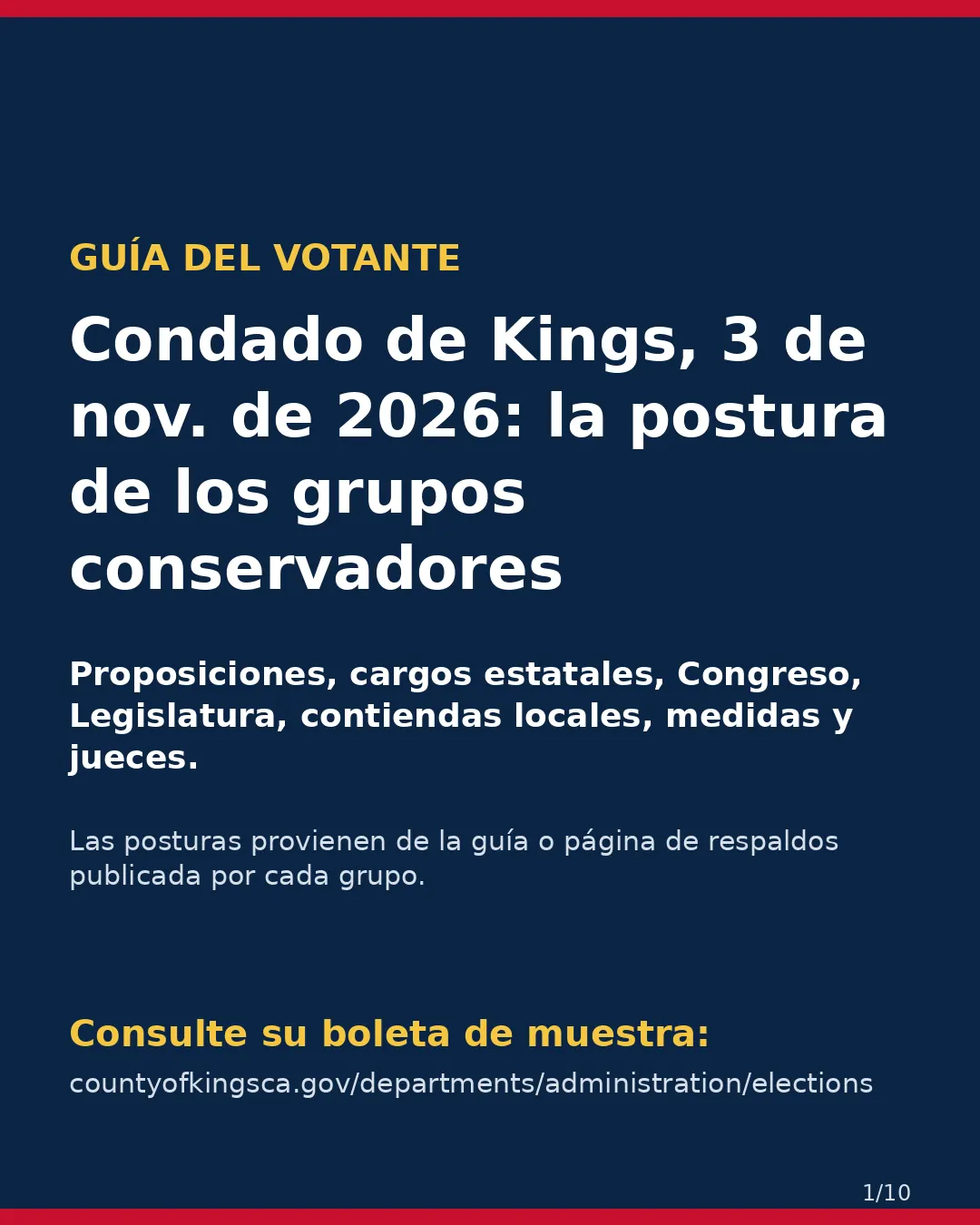 Condado de Kings, 3 de noviembre de 2026: la postura de los grupos conservadores sobre su boleta. (1/10)