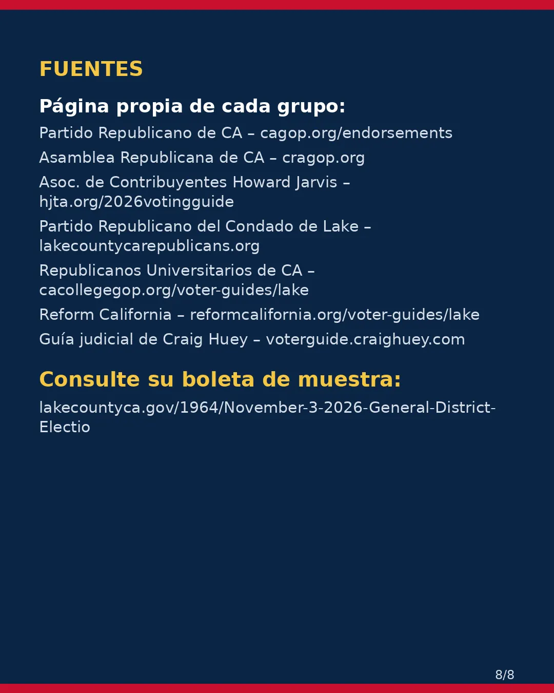 Condado de Lake, 3 de noviembre de 2026: la postura de los grupos conservadores sobre su boleta. (8/8)