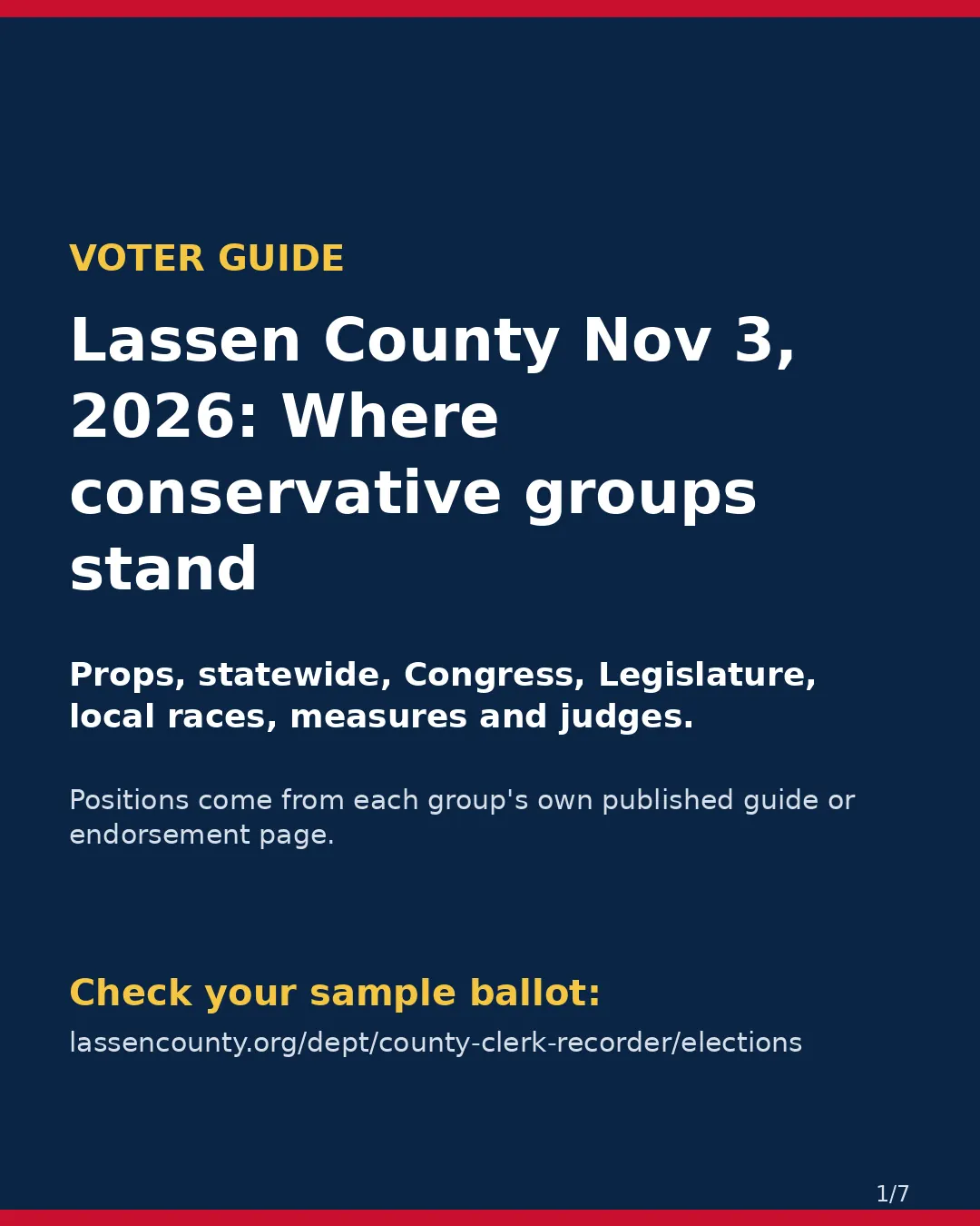 Lassen County, Nov 3, 2026: where conservative groups stand on your ballot. (1/7)