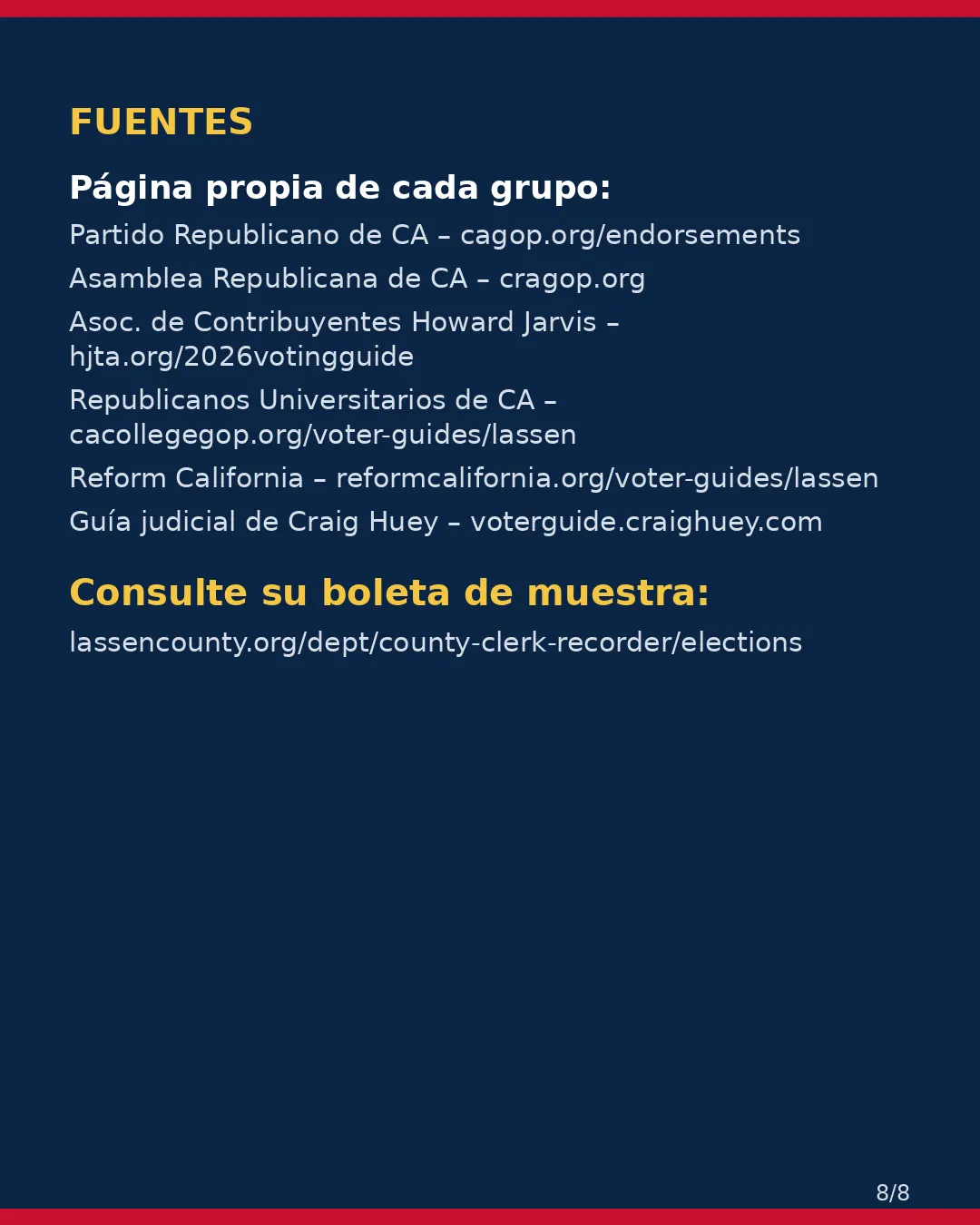 Condado de Lassen, 3 de noviembre de 2026: la postura de los grupos conservadores sobre su boleta. (8/8)