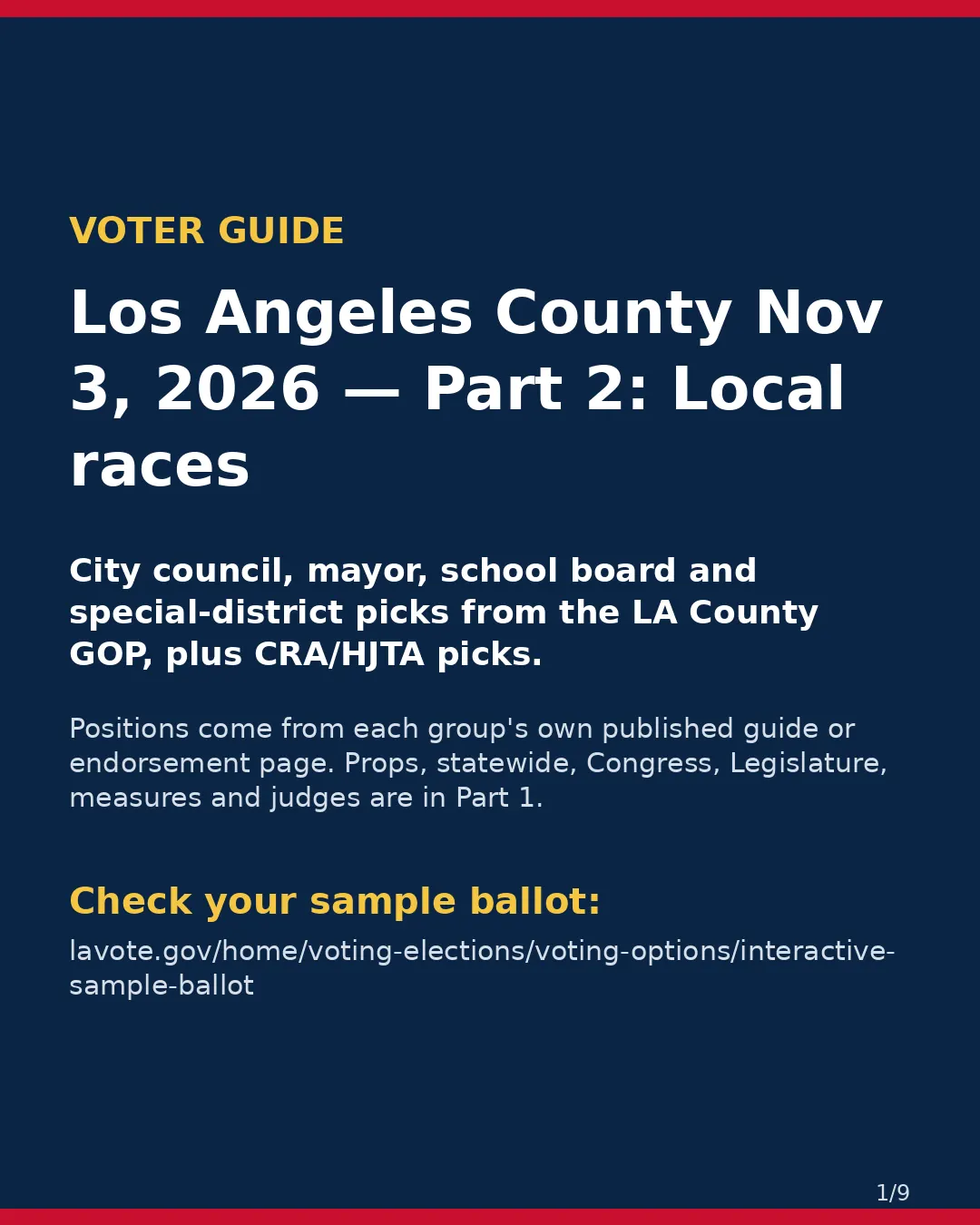Los Angeles County, Nov 3, 2026 — Part 2: local races. (1/9)