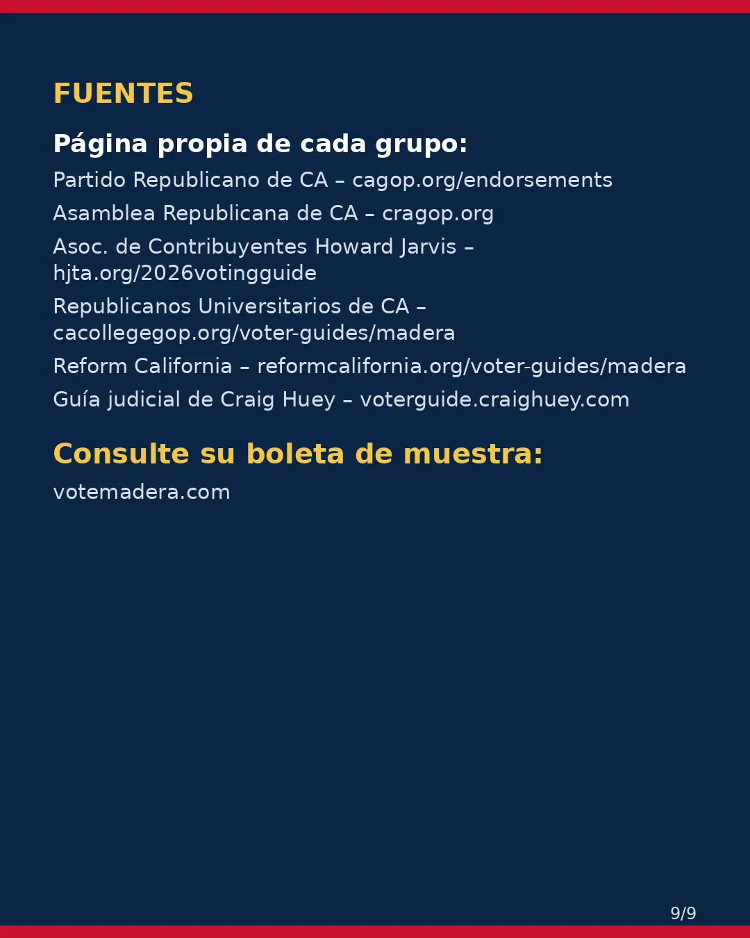 Condado de Madera, 3 de noviembre de 2026: la postura de los grupos conservadores sobre su boleta. (9/9)
