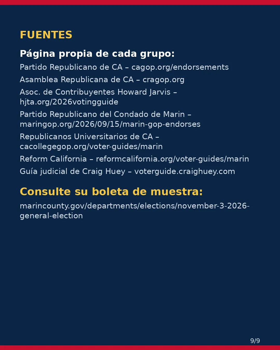 Condado de Marin, 3 de noviembre de 2026: la postura de los grupos conservadores sobre su boleta. (9/9)