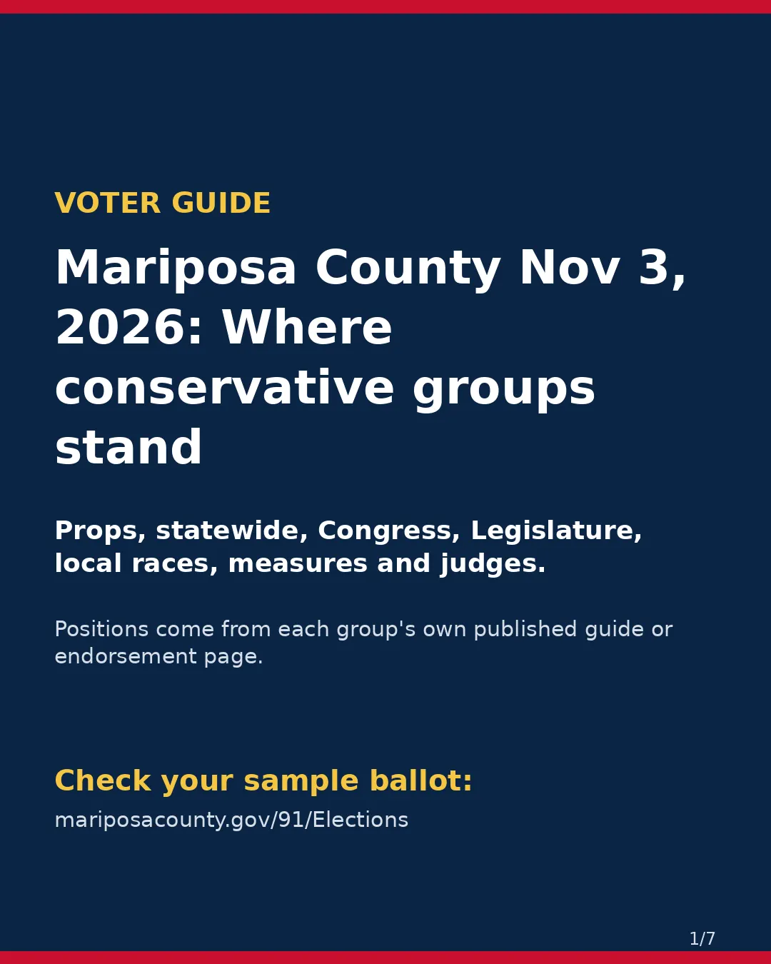Mariposa County, Nov 3, 2026: where conservative groups stand on your ballot. (1/7)