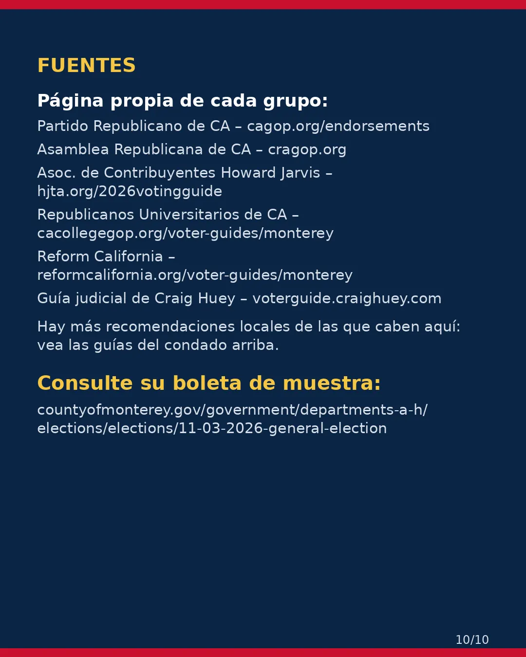 Condado de Monterey, 3 de noviembre de 2026: la postura de los grupos conservadores sobre su boleta. (10/10)
