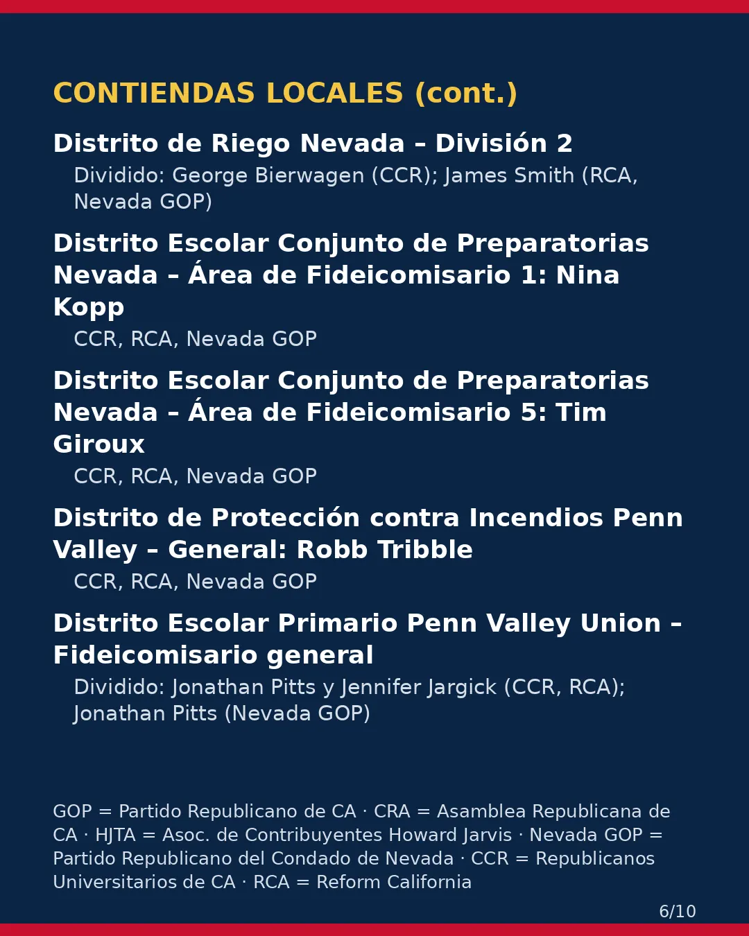 Condado de Nevada, 3 de noviembre de 2026: la postura de los grupos conservadores sobre su boleta. (6/10)