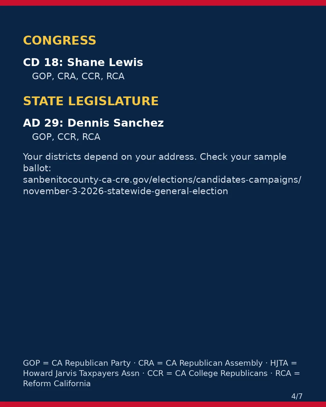 San Benito County, Nov 3, 2026: where conservative groups stand on your ballot. (4/7)