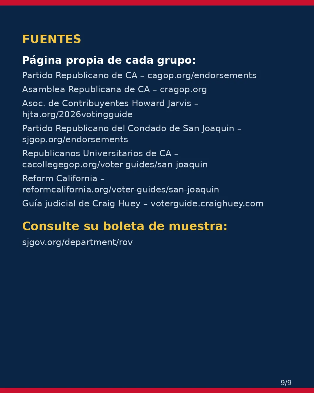 Condado de San Joaquin, 3 de noviembre de 2026: la postura de los grupos conservadores sobre su boleta. (9/9)