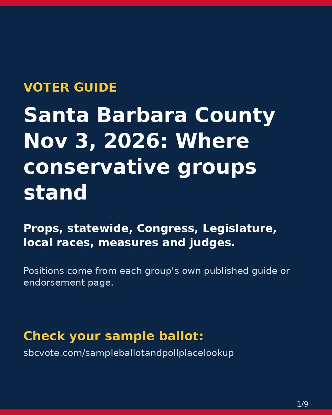 Santa Barbara County, Nov 3, 2026: where conservative groups stand on your ballot. (1/9)