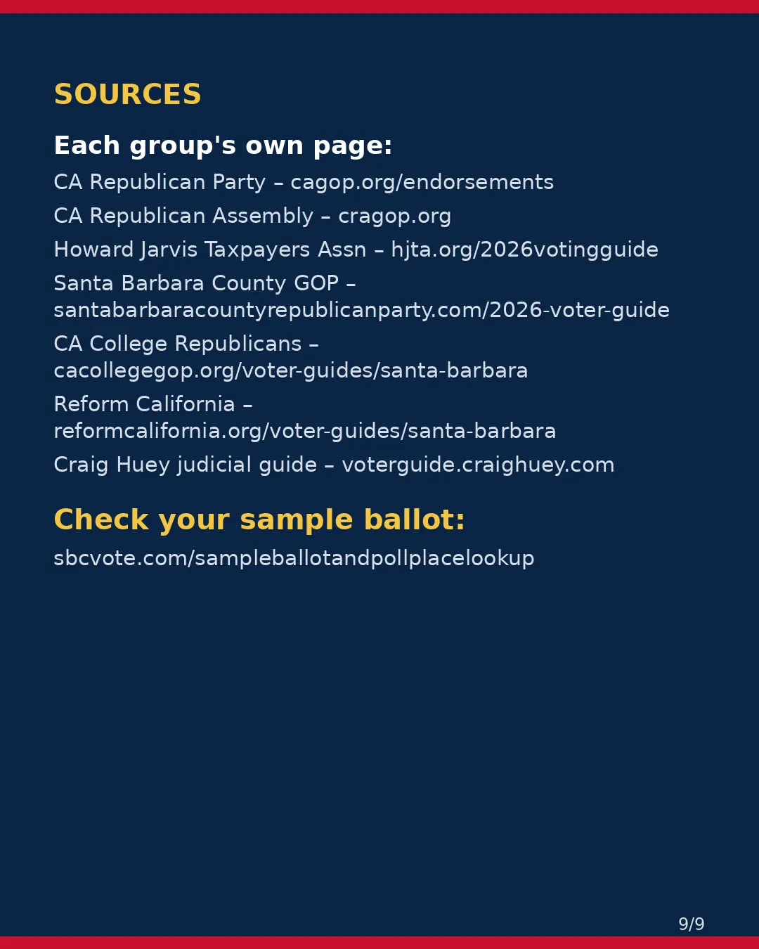 Santa Barbara County, Nov 3, 2026: where conservative groups stand on your ballot. (9/9)