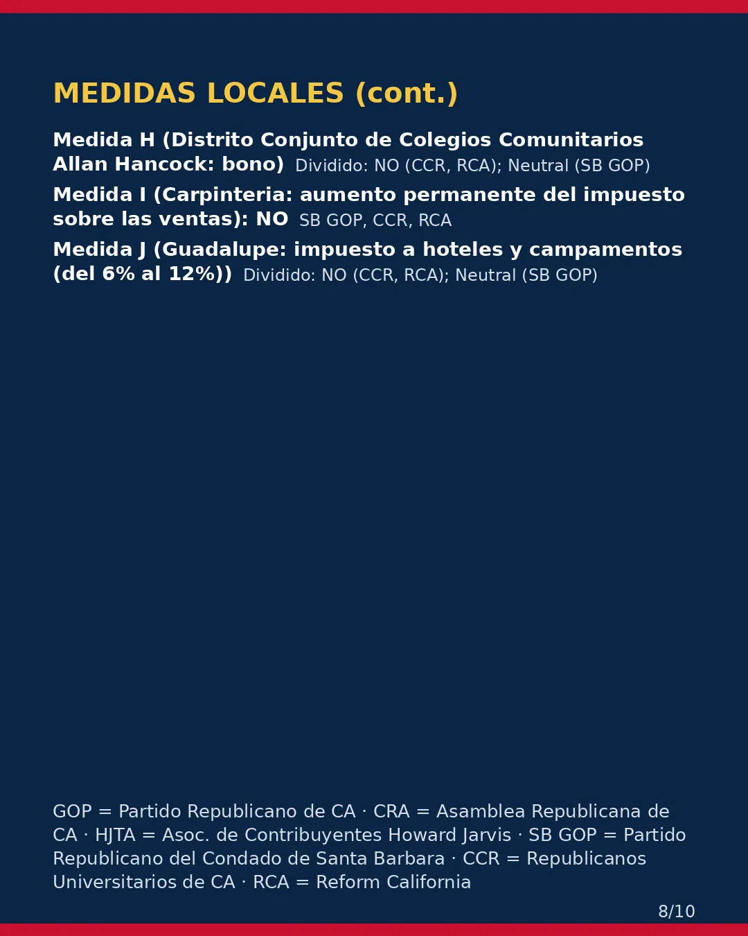 Condado de Santa Barbara, 3 de noviembre de 2026: la postura de los grupos conservadores sobre su boleta. (8/10)