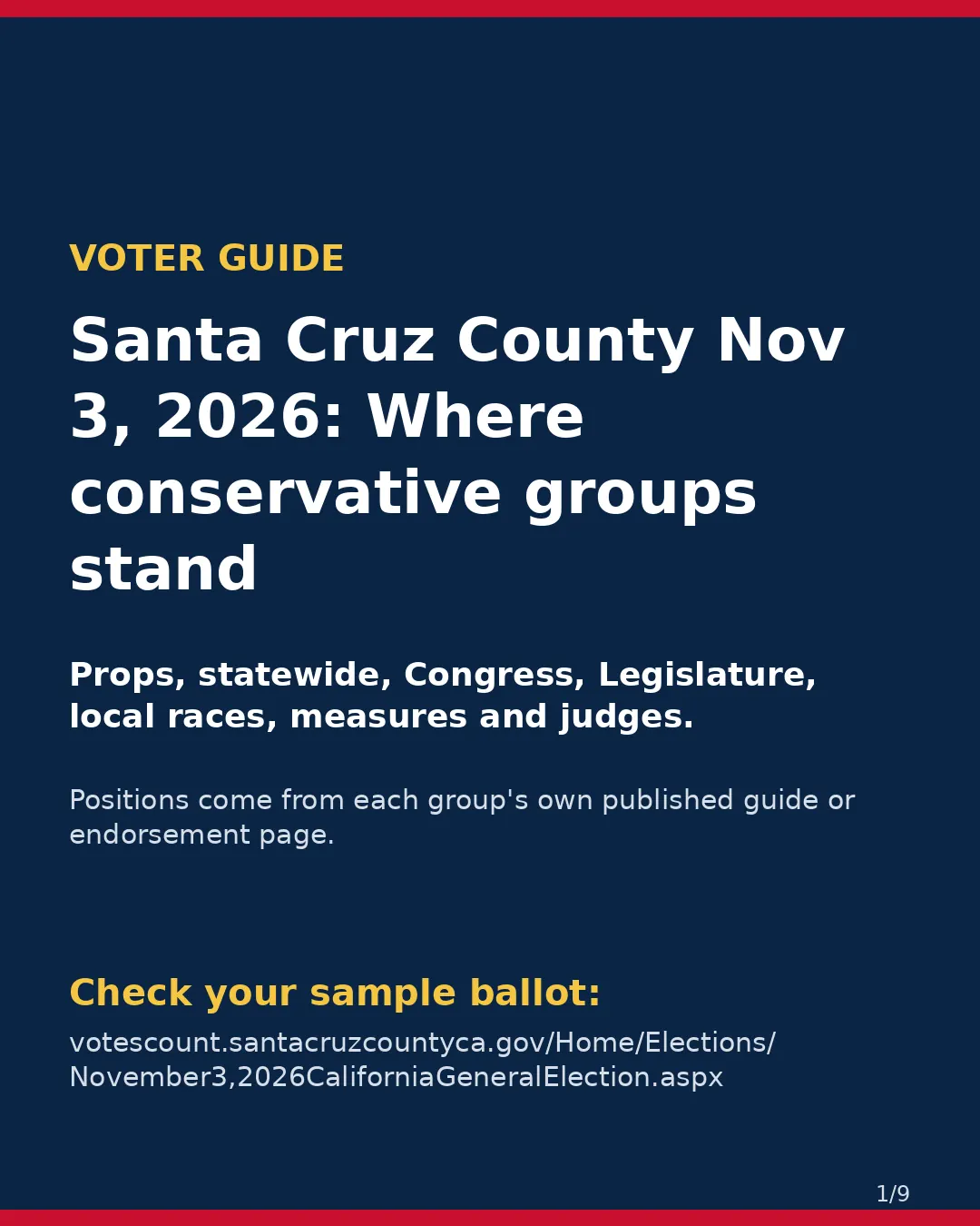 Santa Cruz County, Nov 3, 2026: where conservative groups stand on your ballot. (1/9)