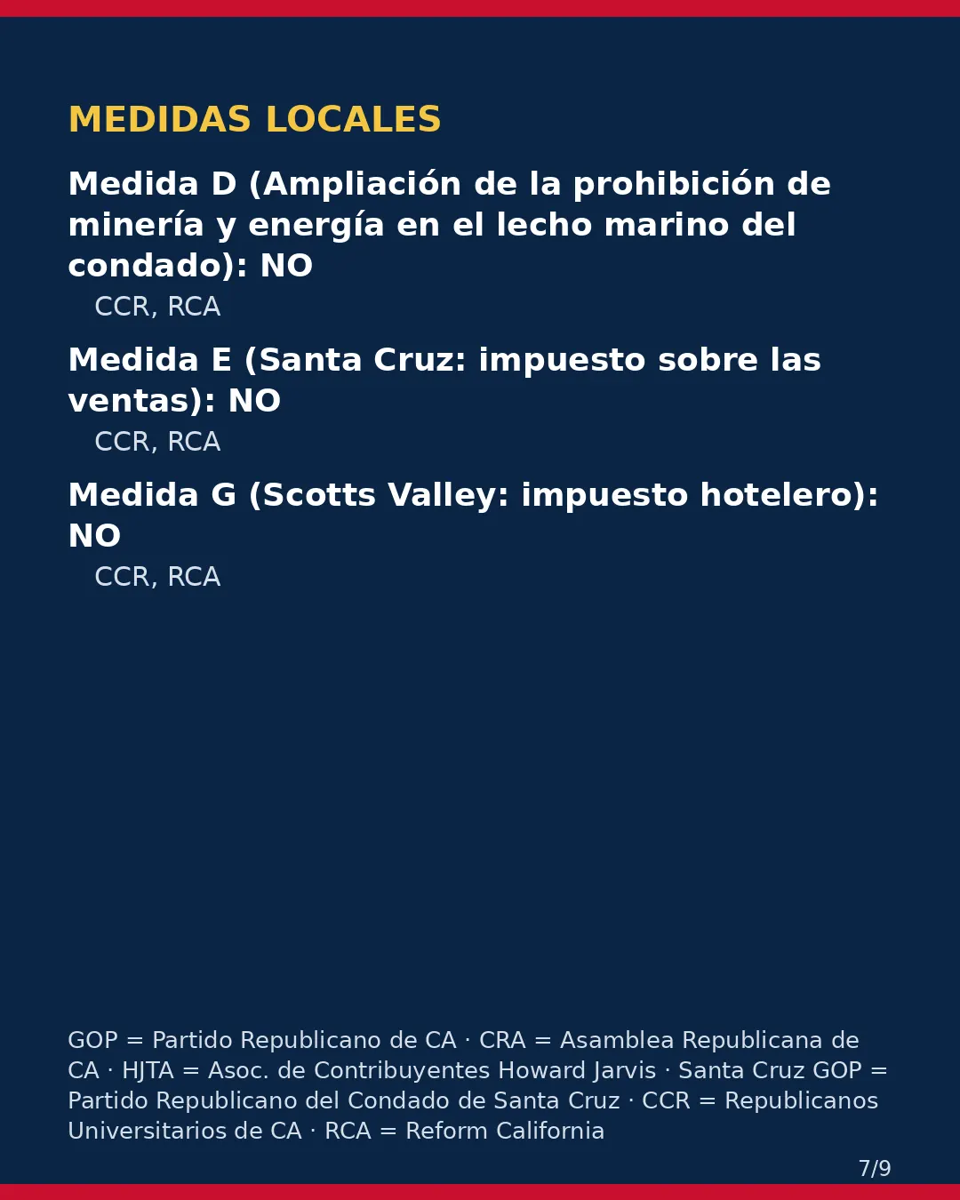 Condado de Santa Cruz, 3 de noviembre de 2026: la postura de los grupos conservadores sobre su boleta. (7/9)