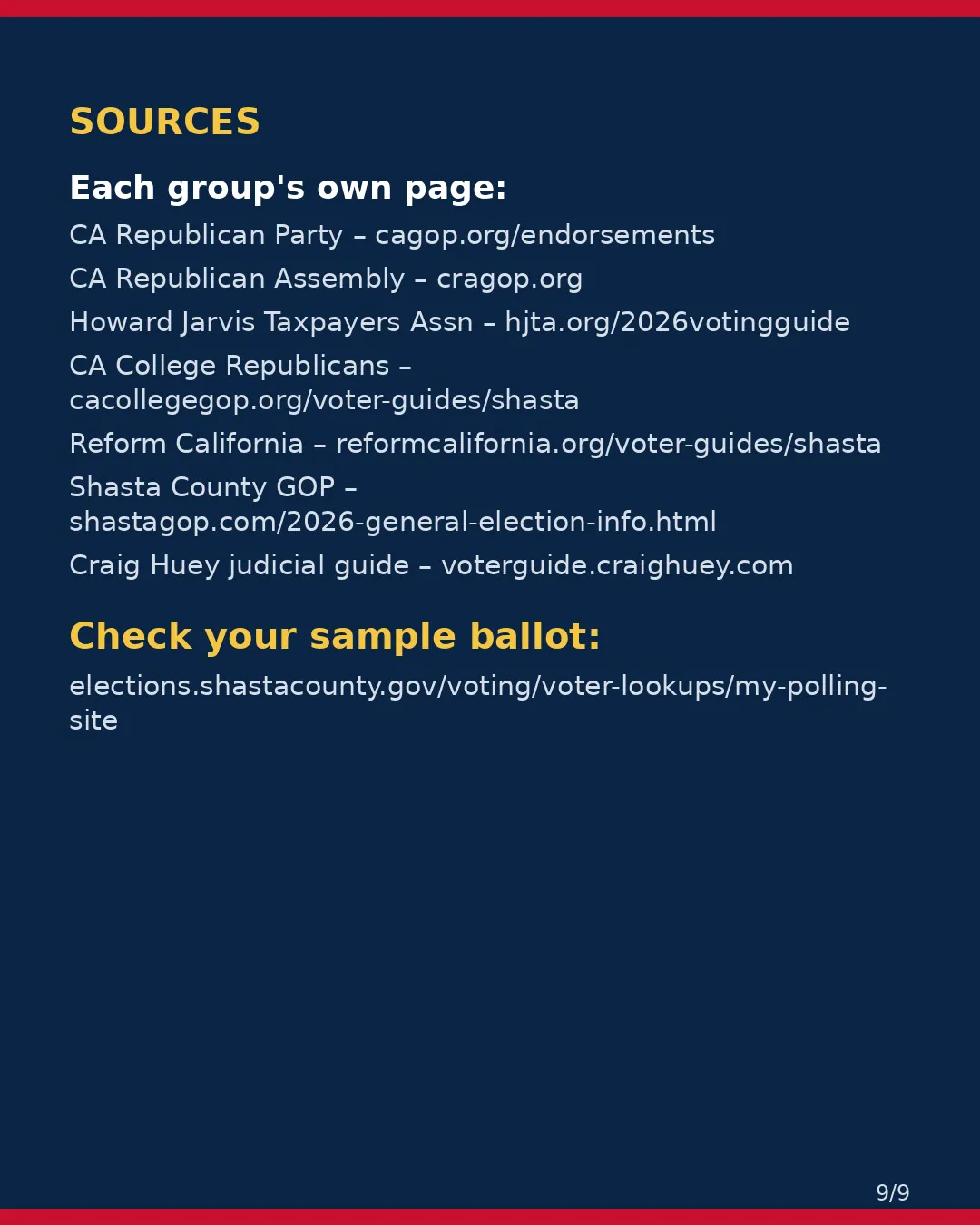Shasta County, Nov 3, 2026: where conservative groups stand on your ballot. (9/9)