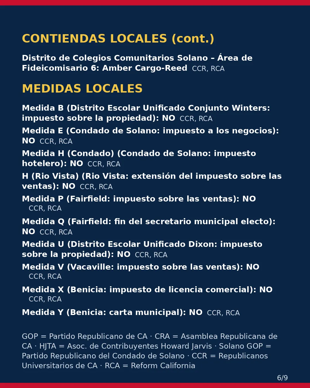 Condado de Solano, 3 de noviembre de 2026: la postura de los grupos conservadores sobre su boleta. (6/9)