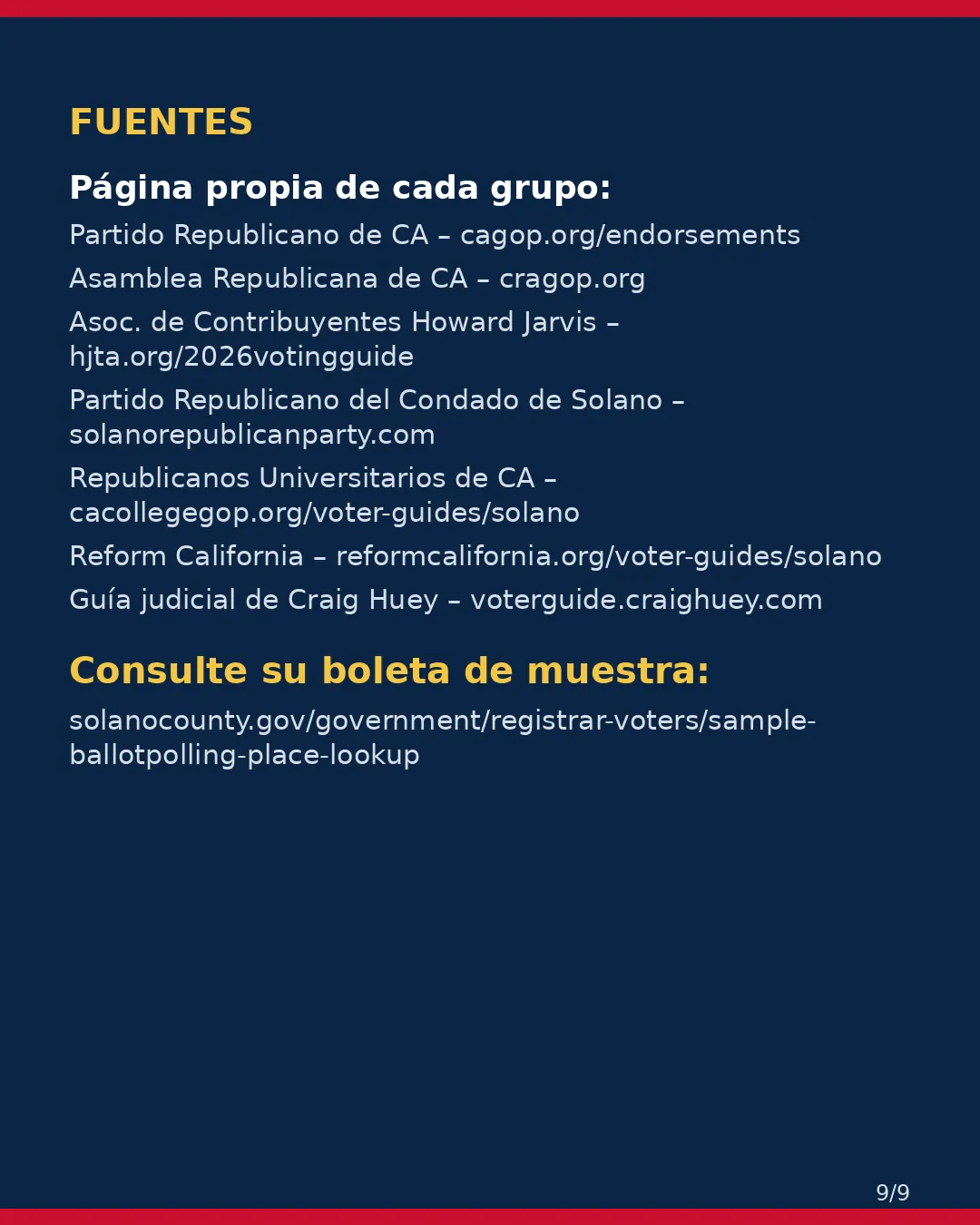 Condado de Solano, 3 de noviembre de 2026: la postura de los grupos conservadores sobre su boleta. (9/9)