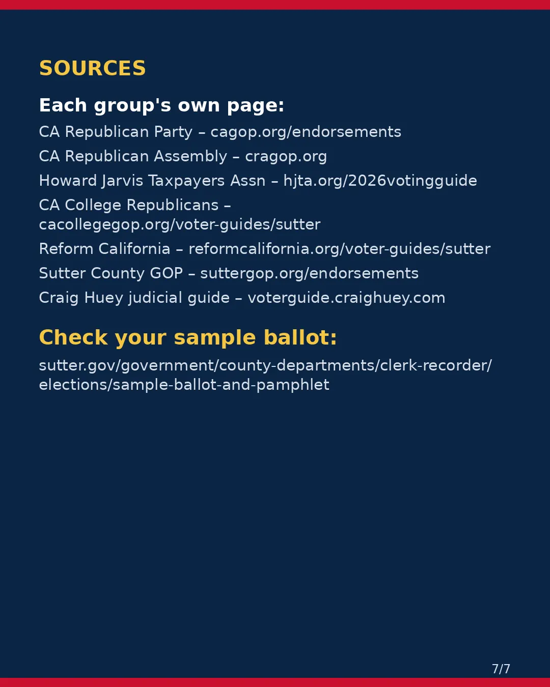 Sutter County, Nov 3, 2026: where conservative groups stand on your ballot. (7/7)