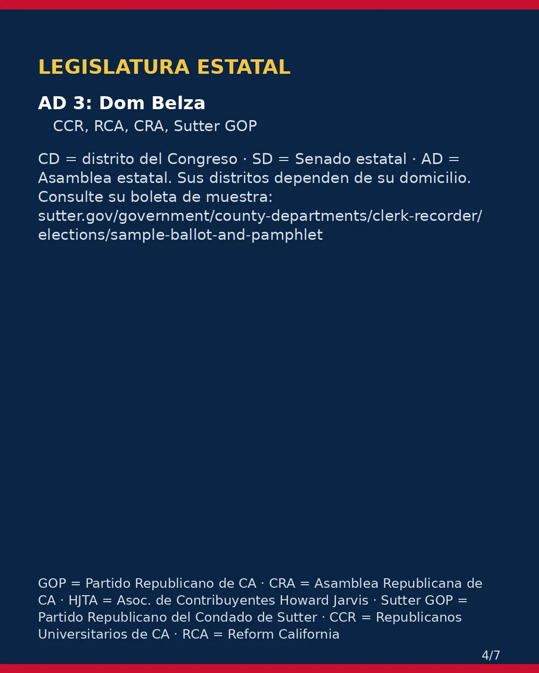 Condado de Sutter, 3 de noviembre de 2026: la postura de los grupos conservadores sobre su boleta. (4/7)