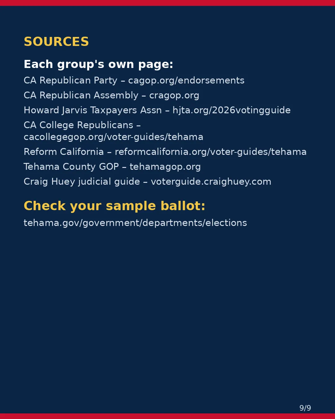 Tehama County, Nov 3, 2026: where conservative groups stand on your ballot. (9/9)