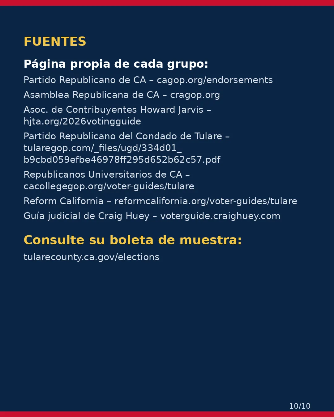 Condado de Tulare, 3 de noviembre de 2026: la postura de los grupos conservadores sobre su boleta. (10/10)