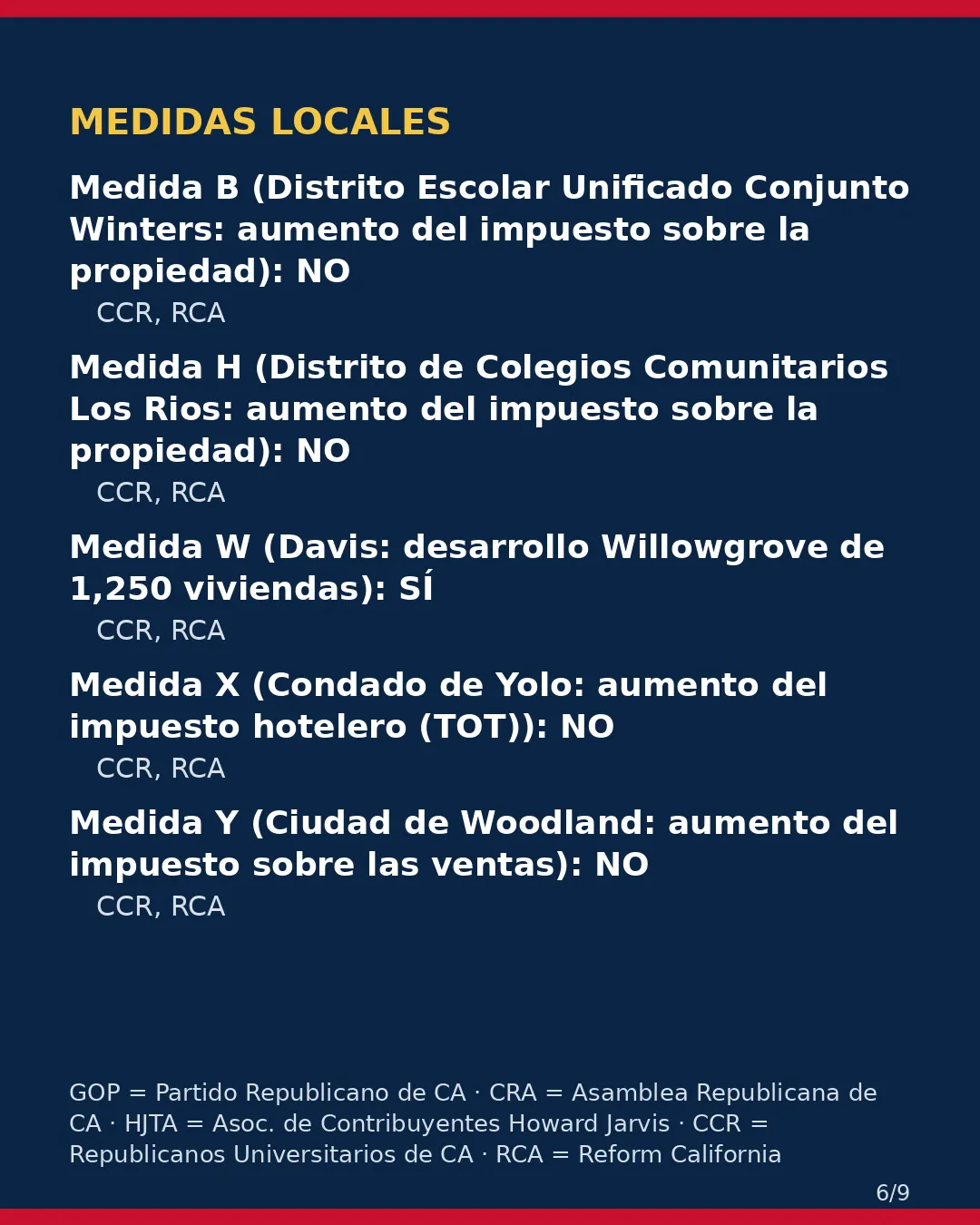 Condado de Yolo, 3 de noviembre de 2026: la postura de los grupos conservadores sobre su boleta. (6/9)