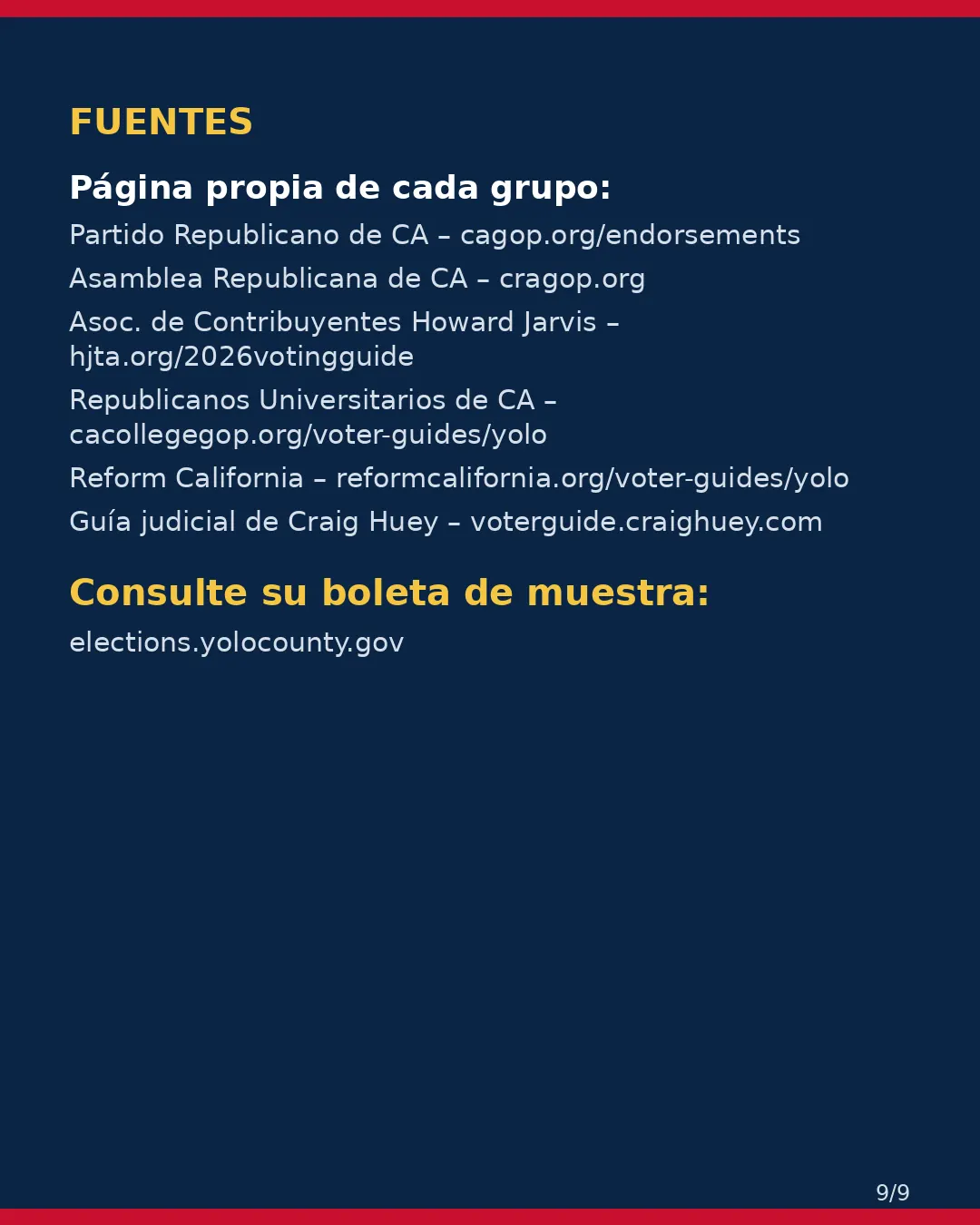 Condado de Yolo, 3 de noviembre de 2026: la postura de los grupos conservadores sobre su boleta. (9/9)