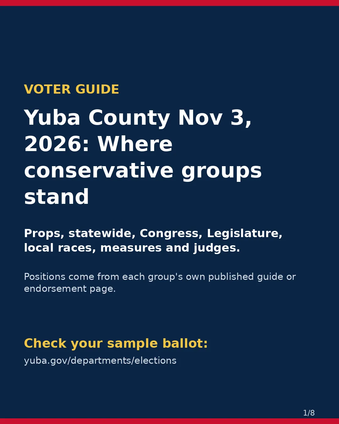 Yuba County, Nov 3, 2026: where conservative groups stand on your ballot. (1/8)