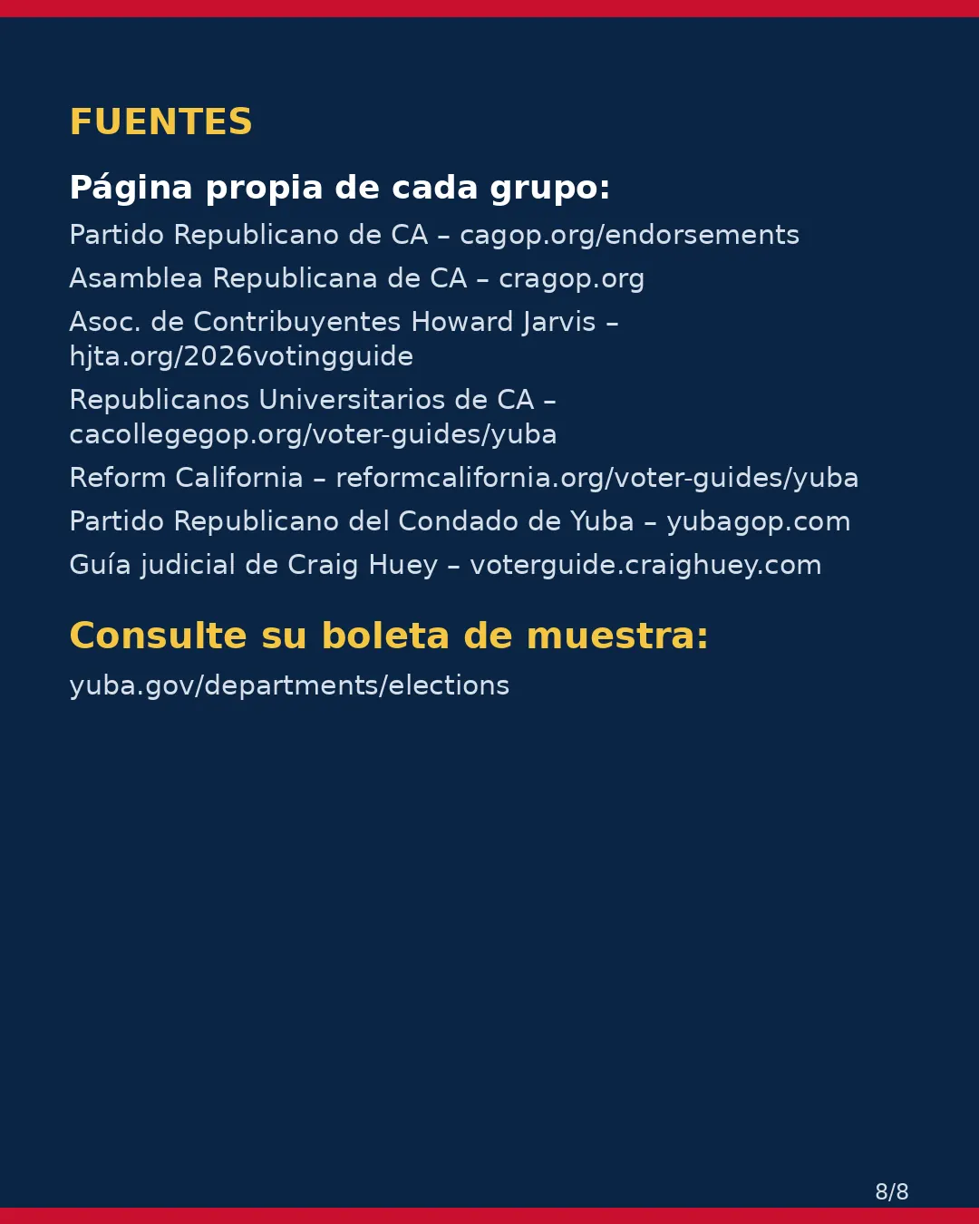Condado de Yuba, 3 de noviembre de 2026: la postura de los grupos conservadores sobre su boleta. (8/8)