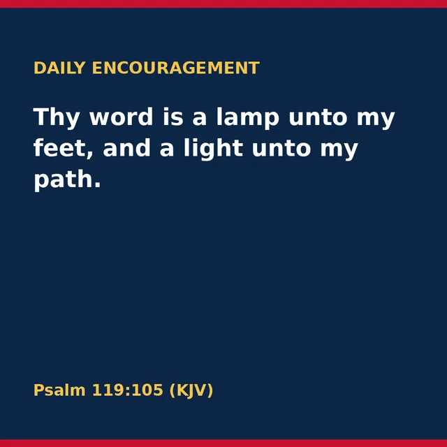 Thy word is a lamp unto my feet, and a light unto my path. Psalm 119:105 (KJV)
